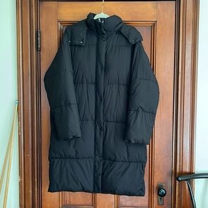 ZARA Long Black Puffer Jacket Women’s Small